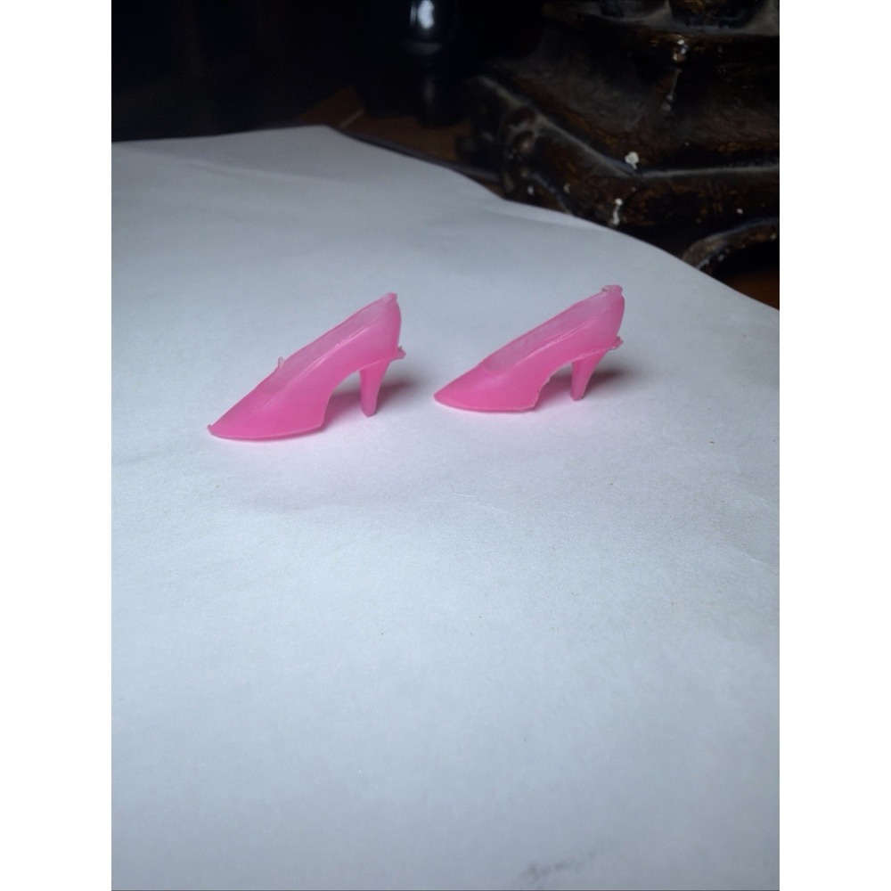 Vintage Barbie Closed Toe Hot Pink Translucent Heels Shoes
